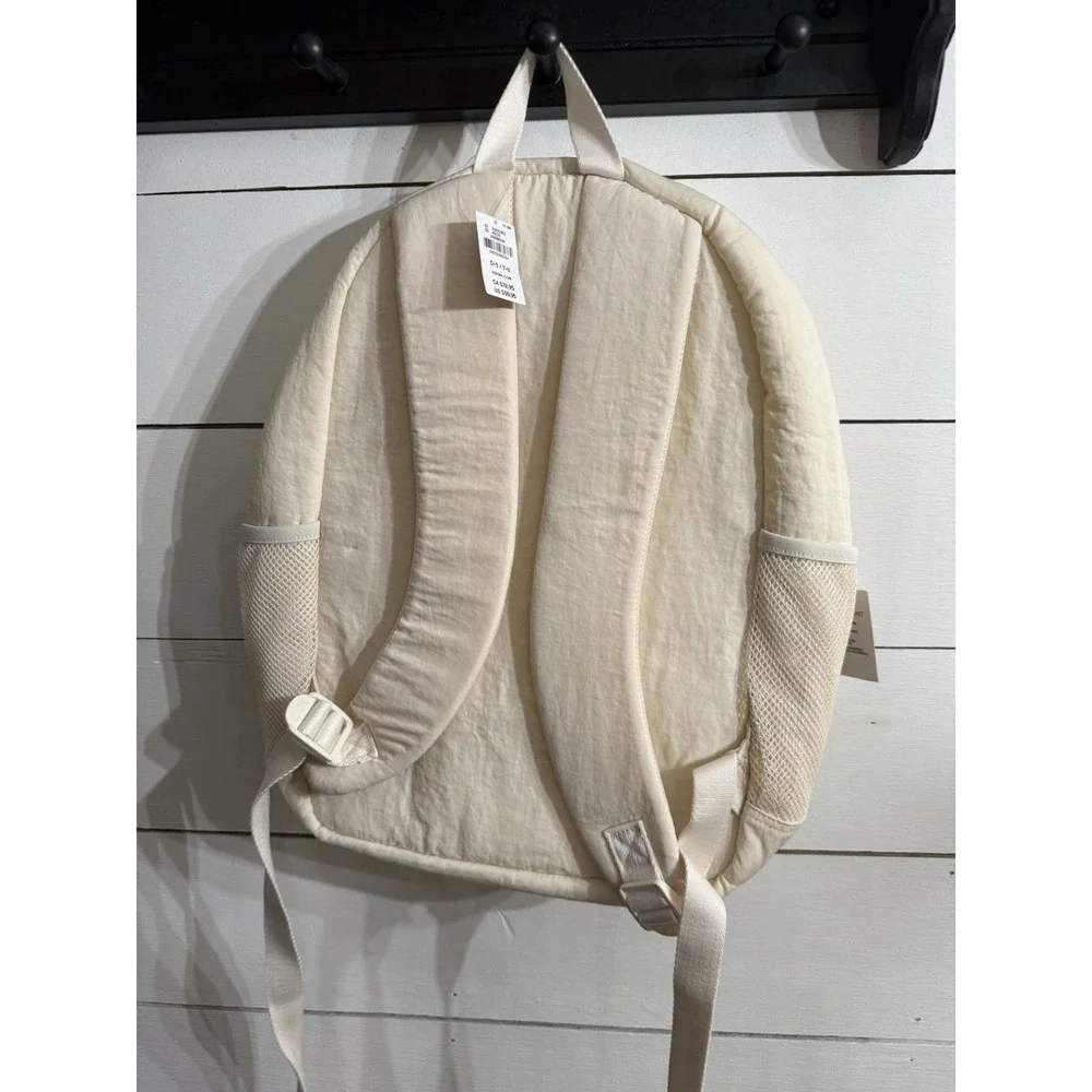 Victoria's Secret PINK Backpack Quilted Puffer Solid Ivory Beige NWT Laptop‎